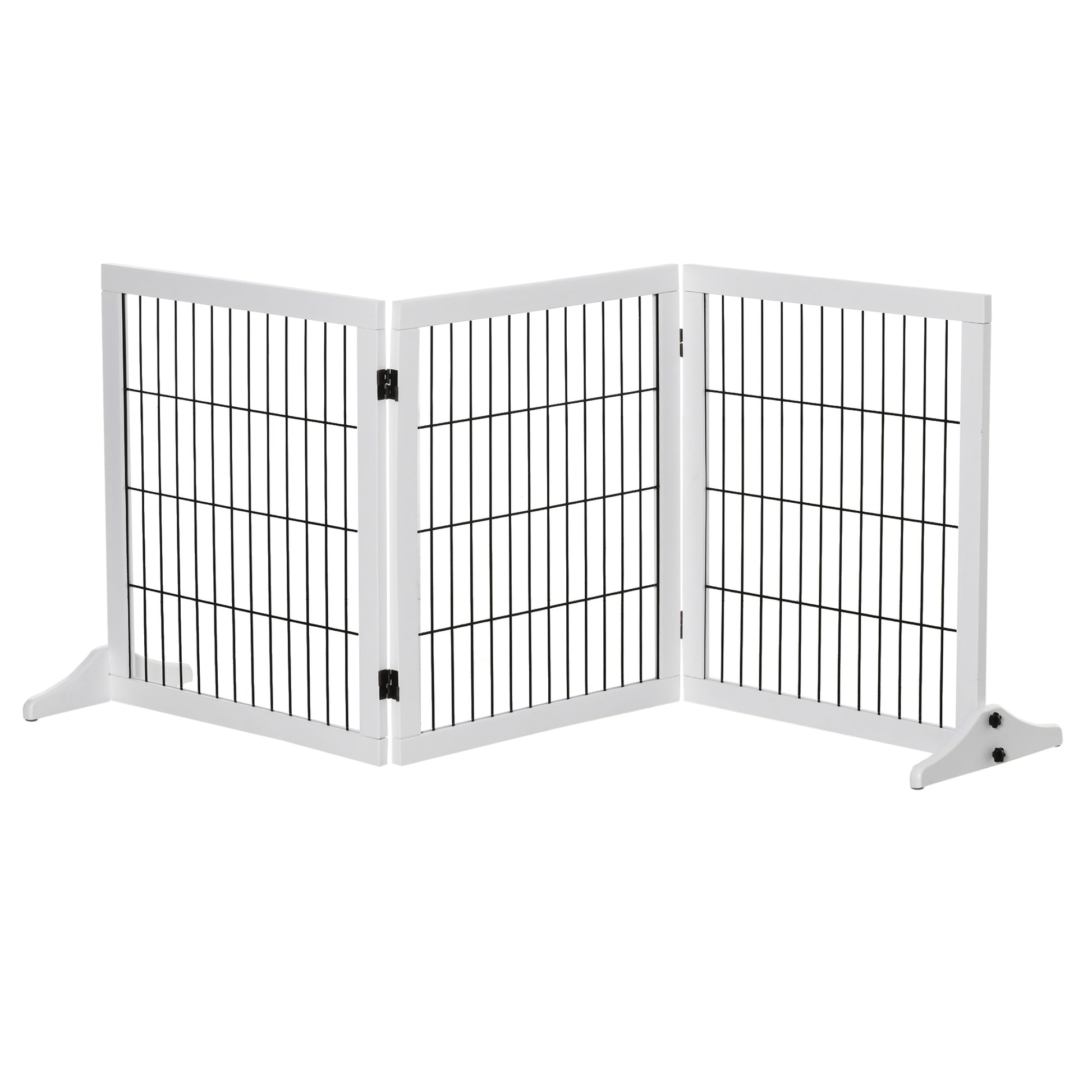 Barrier Gate for Dogs Safety Gate Dog Gate with Support Feet Stair Gate Dog Barrier Gate Door Guard for Fireplace & Stove, Pine Wood White 185 x 36 x 71 cm