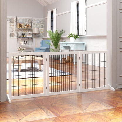 Barrier Gate for Dogs Safety Gate Dog Gate with Support Feet Stair Gate Dog Barrier Gate Door Guard for Fireplace & Stove, Pine Wood White 185 x 36 x 71 cm