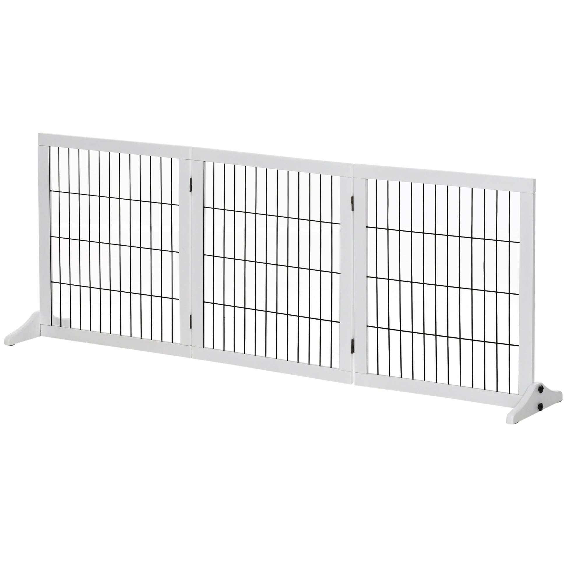 Barrier Gate for Dogs Safety Gate Dog Gate with Support Feet Stair Gate Dog Barrier Gate Door Guard for Fireplace & Stove, Pine Wood White 185 x 36 x 71 cm