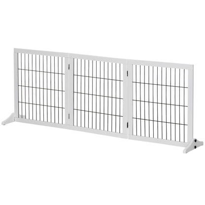 Barrier Gate for Dogs Safety Gate Dog Gate with Support Feet Stair Gate Dog Barrier Gate Door Guard for Fireplace & Stove, Pine Wood White 185 x 36 x 71 cm