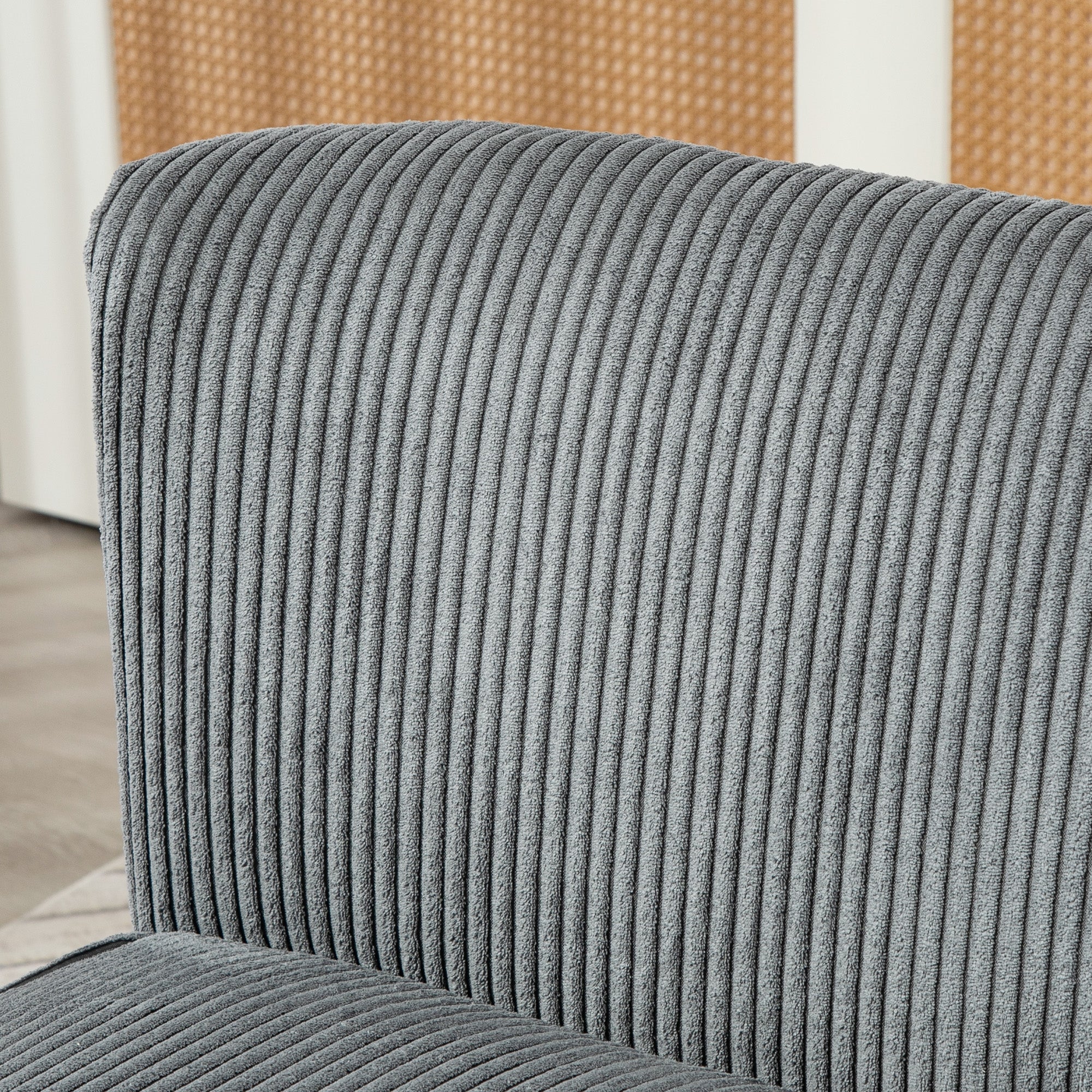 Sofa 2 Seater Modern Couch without Armrest Upholstered Sofa with Corduroy Look, Small Lounge Sofa with Wooden Legs for Living Room, 117 x 56.5 x 77 cm, Gray