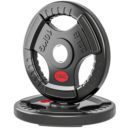 SPORTNOW Olympic Weight Plates, 2 x 10 kg, 2-inch Hole, Steel Inner Ring & Triple Grip, for Dumbbells and Barbells, Home Gym, Black