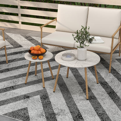 5-piece seating group, garden furniture set with 2 chairs, coffee table set, 1 two-seater, garden set with seat cushions for balcony, terrace, Cream