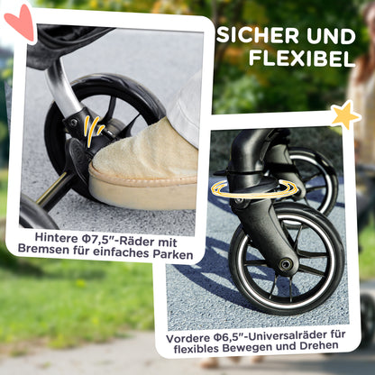 Dog Cart Light Dog Buggy Made of Aluminum Foldable for Dogs & Cats Cat Buggy with Cushion Mesh Windows Doors Storage Basket Cat Carriage Buggy Gray