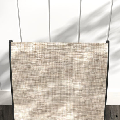 2-Seater Garden Bench with Low Glass Central Table, Outdoor Set with Mesh Seat, High Backrest and Armrests, Brown and Black