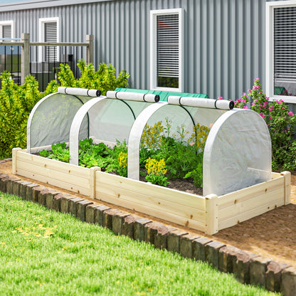 Mini Garden Greenhouse Tunnel for Tomatoes 3 x 1 x 0.8 m, Powder-Coated Steel Frame, High-Density 140 g/m² PE, UV-Resistant, 3 Roll-Up Zip Doors (White)