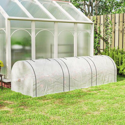 Mini Garden Greenhouse Tunnel for Tomatoes 3 x 1 x 0.8 m, Powder-Coated Steel Frame, High-Density 140 g/m² PE, UV-Resistant, 3 Roll-Up Zip Doors (White)