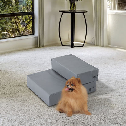 Pet Staircase Animal Pad 2 Steps Foldable Dog Staircase Stairs Pad for Cats and Dogs Gray L45 x B39 x H20 cm
