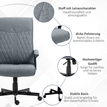 Office Chair with Tilt Function, Ergonomic Desk Chair, Height Adjustable Computer Chair, Swivel Task Chair for Office, Dark Gray