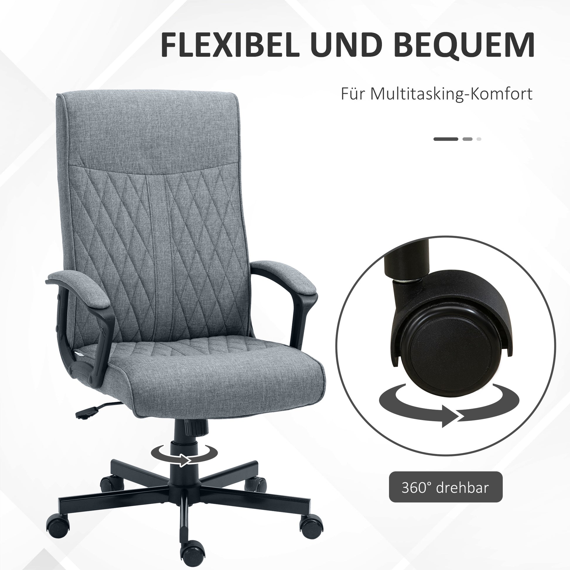 Office Chair with Tilt Function, Ergonomic Desk Chair, Height Adjustable Computer Chair, Swivel Task Chair for Office, Dark Gray
