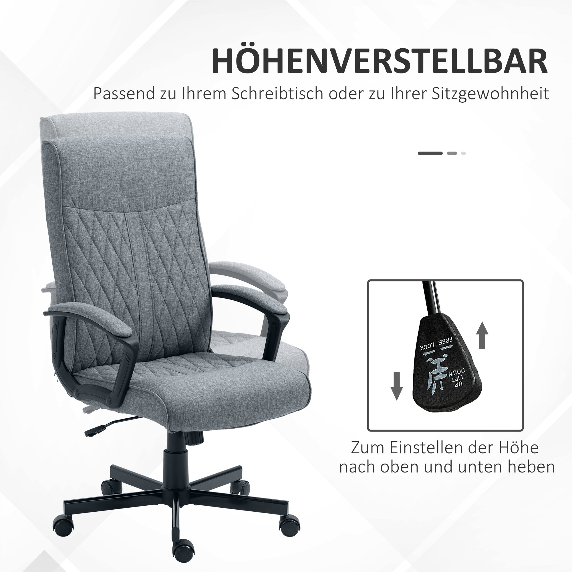 Office Chair with Tilt Function, Ergonomic Desk Chair, Height Adjustable Computer Chair, Swivel Task Chair for Office, Dark Gray