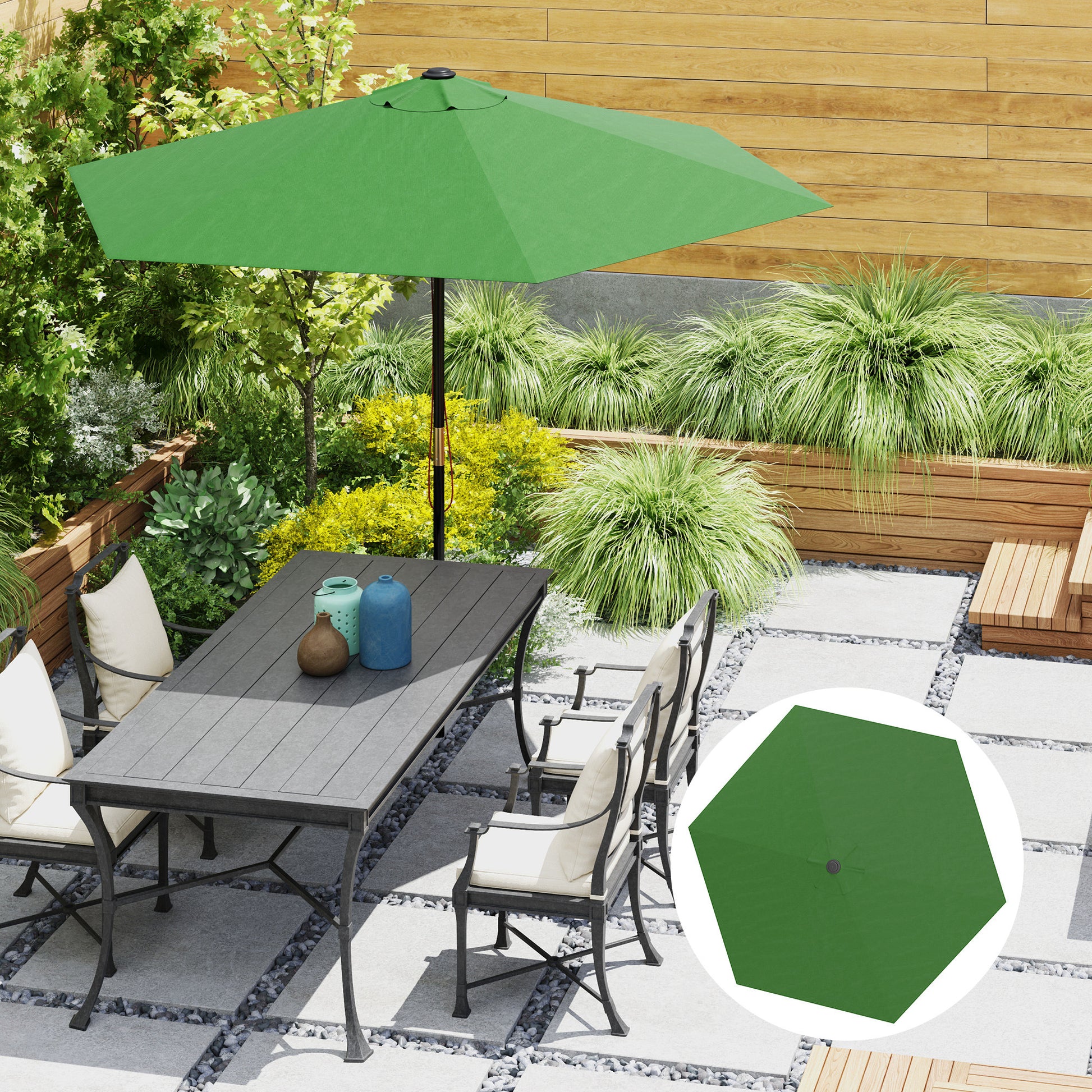 3m Umbrella Replacement Canopy Replacement Umbrella Fabric for Patio Umbrella with Superior Ventilation UV 30+ Protection Polyester Umbrella Cover for Outdoor Green
