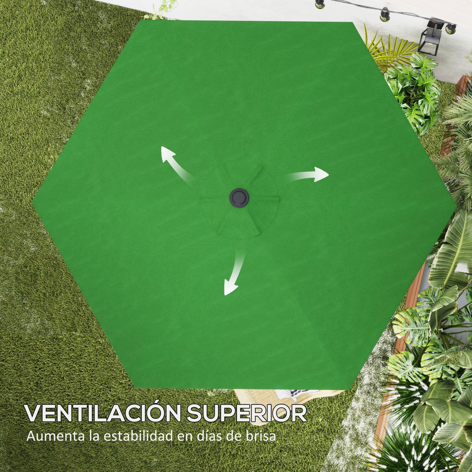 3m Umbrella Replacement Canopy Replacement Umbrella Fabric for Patio Umbrella with Superior Ventilation UV 30+ Protection Polyester Umbrella Cover for Outdoor Green