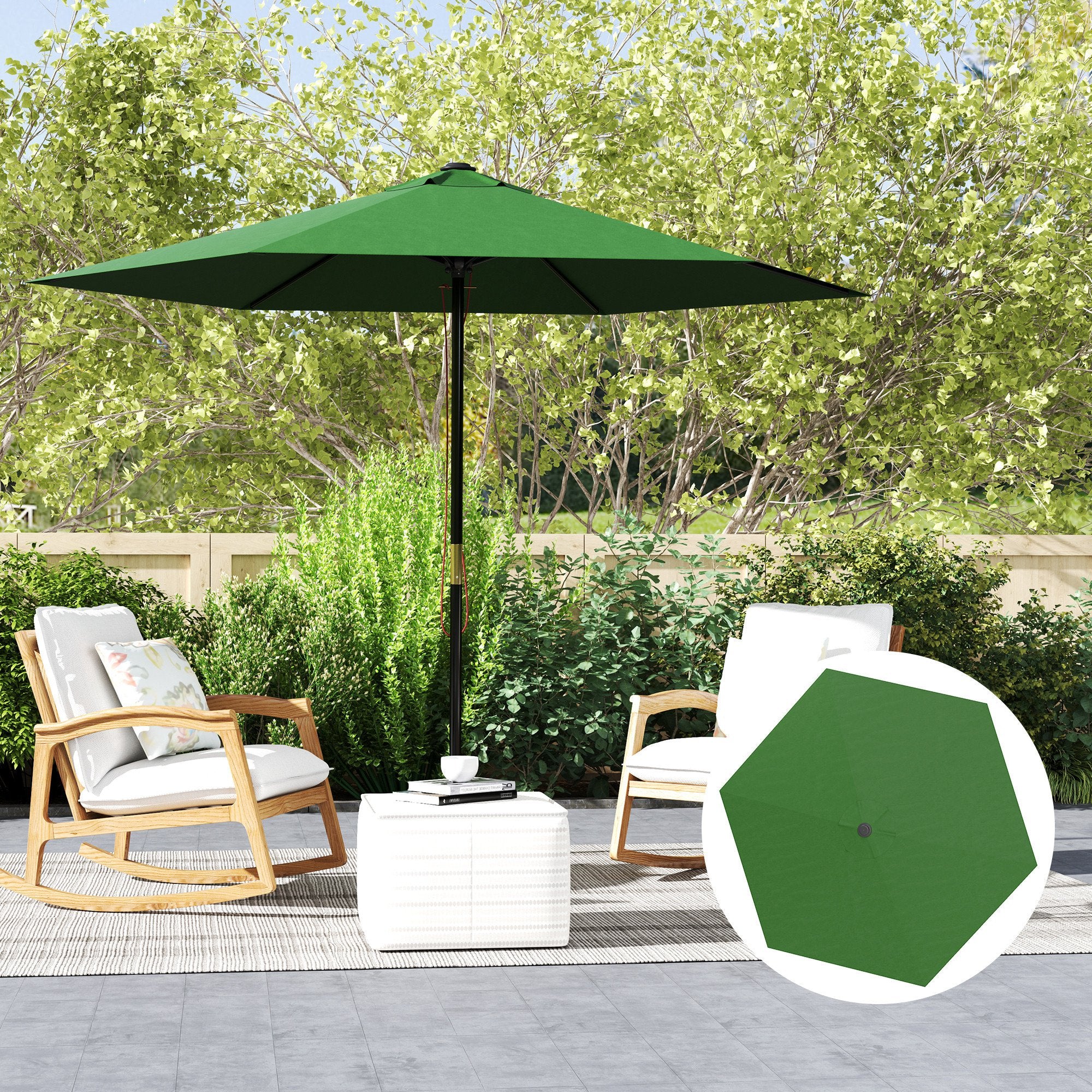 3m Umbrella Replacement Canopy Replacement Umbrella Fabric for Patio Umbrella with Superior Ventilation UV 30+ Protection Polyester Umbrella Cover for Outdoor Green