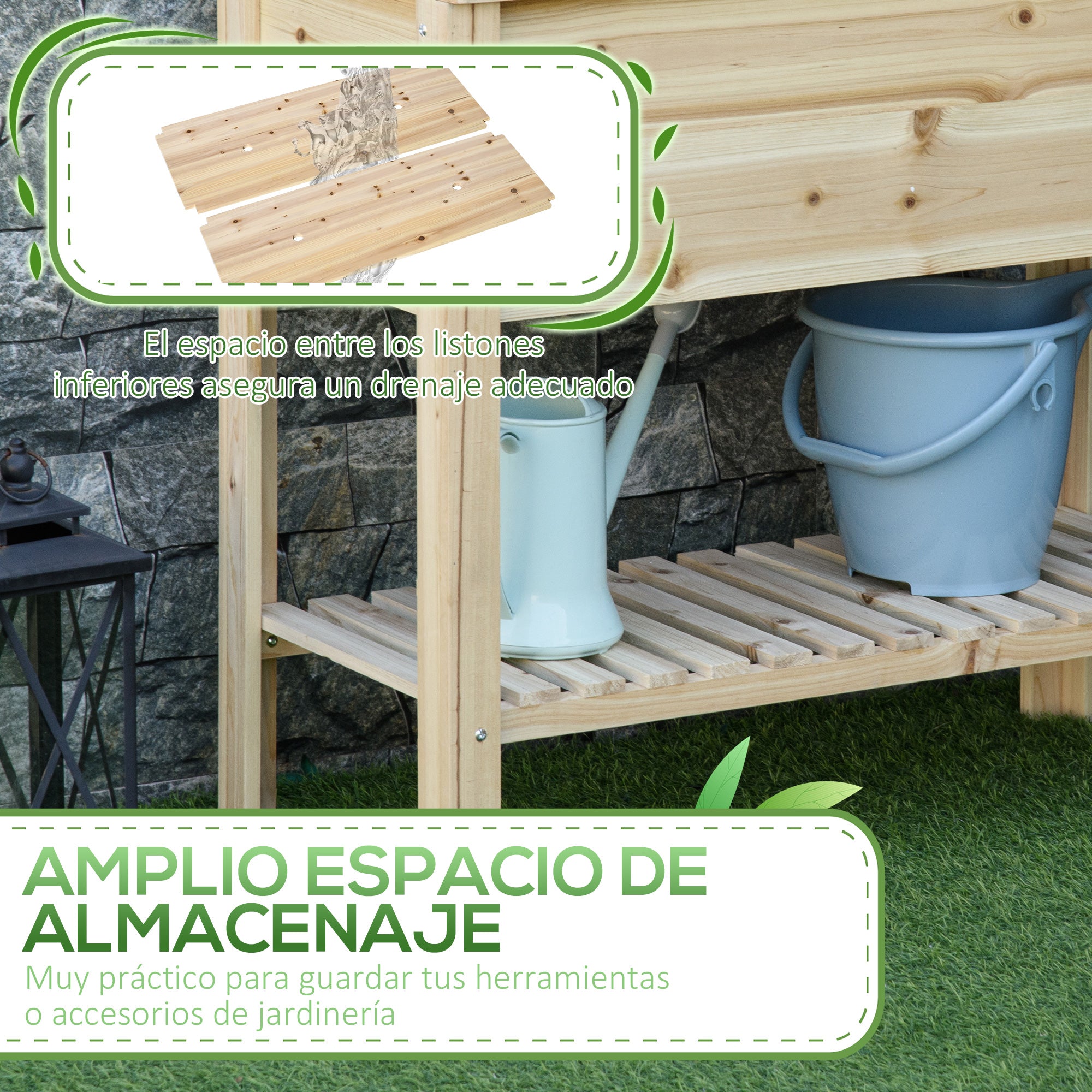 Raised Urban Garden with Shelf 90x40x81 cm Planting Table made of Natural Wood with Non-Woven Fabric for Cultivating Plants Flowers Garden Natural