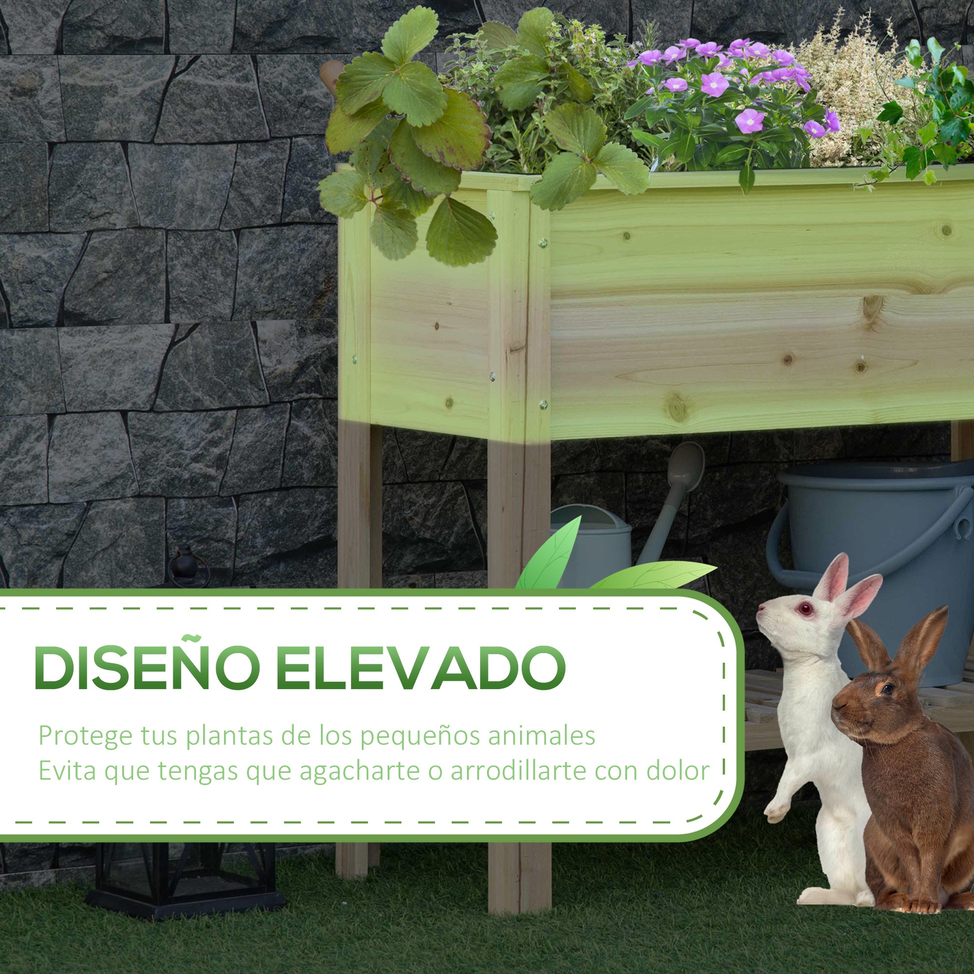 Raised Urban Garden with Shelf 90x40x81 cm Planting Table made of Natural Wood with Non-Woven Fabric for Cultivating Plants Flowers Garden Natural