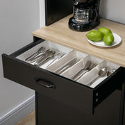 Kitchen Buffet Cabinet Dining Room Buffet 3 Open Niches 3 Cupboards with Door and 1 Drawer 119 x 41 x 180 cm Black