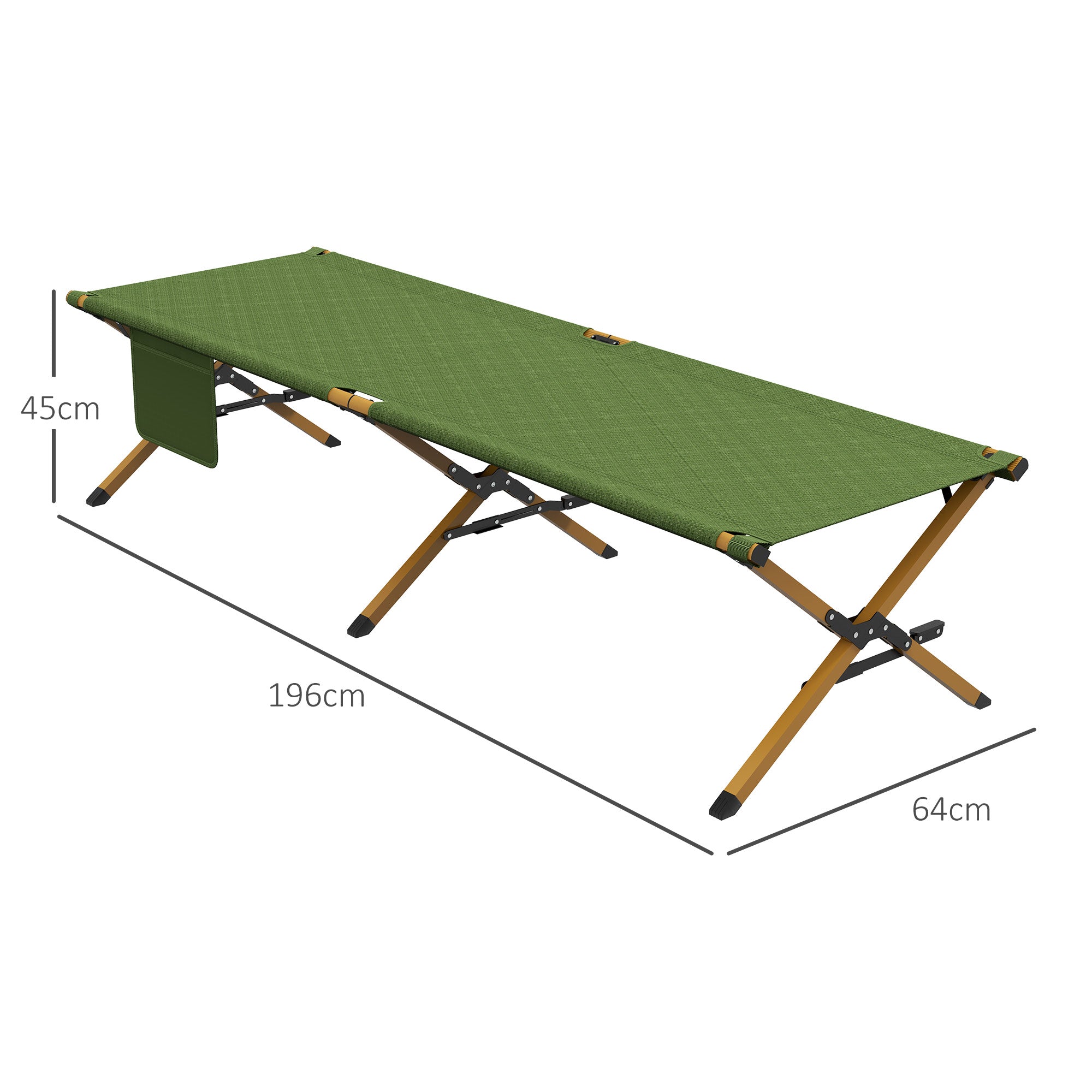 Sun Lounger, Garden Lounger, Folding Chair with Side Pocket, Recliner, for Garden, Balcony, Oxford, Dark Green, 196 x 64 x 45 cm
