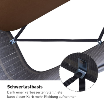 Bamboo Laundry Basket with Lid 100 L Hamper with PU Handles, Canvas Laundry Bag, Laundry Baskets Sorter for Laundry Room Bedroom Bathroom Gray