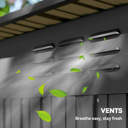 Metal Garden Shed 14.8 sq ft (1.37 m²) — 159 x 106 x 181 cm (62.6 x 41.7 x 71.3 in), Sliding Door, Vents, Sloped Roof, 2 Pairs of Gloves Included, Easy Assembly — Dark Gray