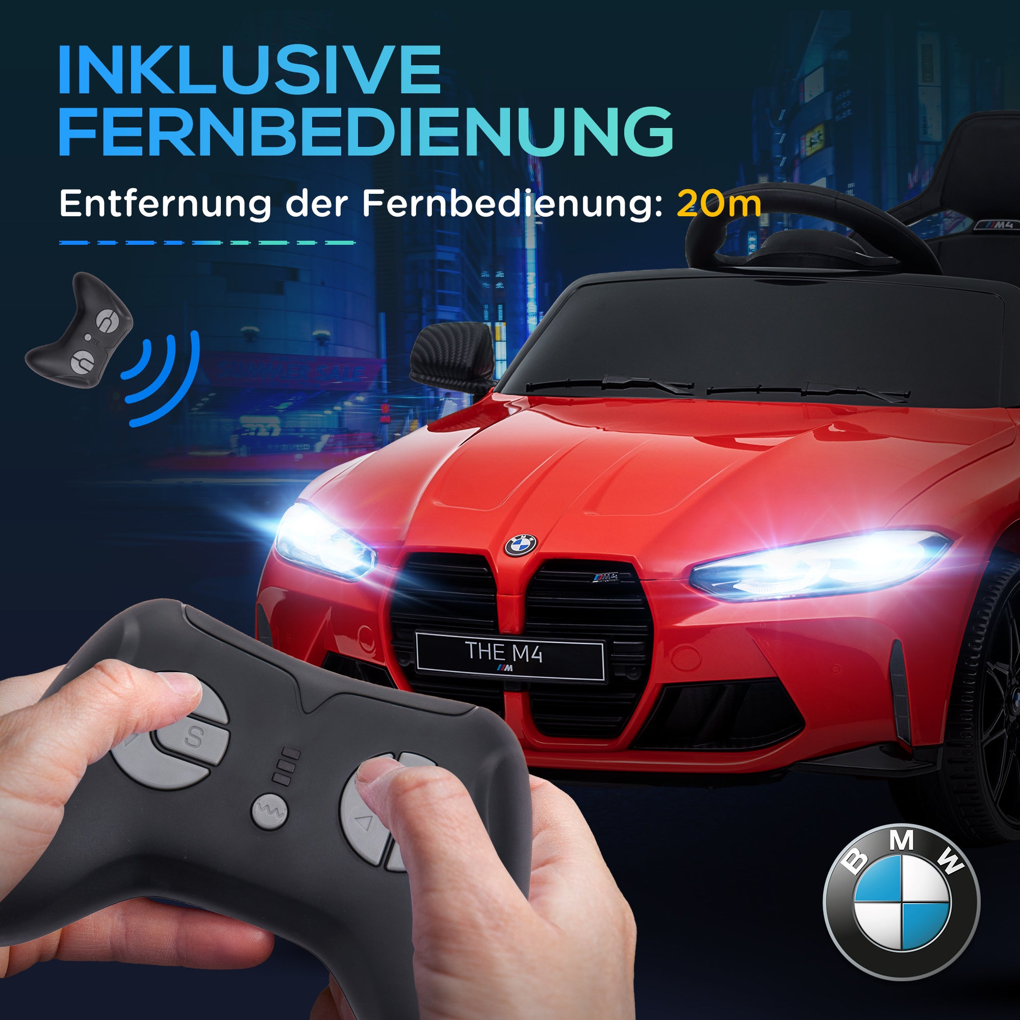 Kids Electric Car 12V Child Vehicle with 2.4G Remote Control, Suspension, Soft Start, Electric Toy with MP3, USB, LED Lights, Horn, 3-5 km/h, for Kids 3-5 Years, Red