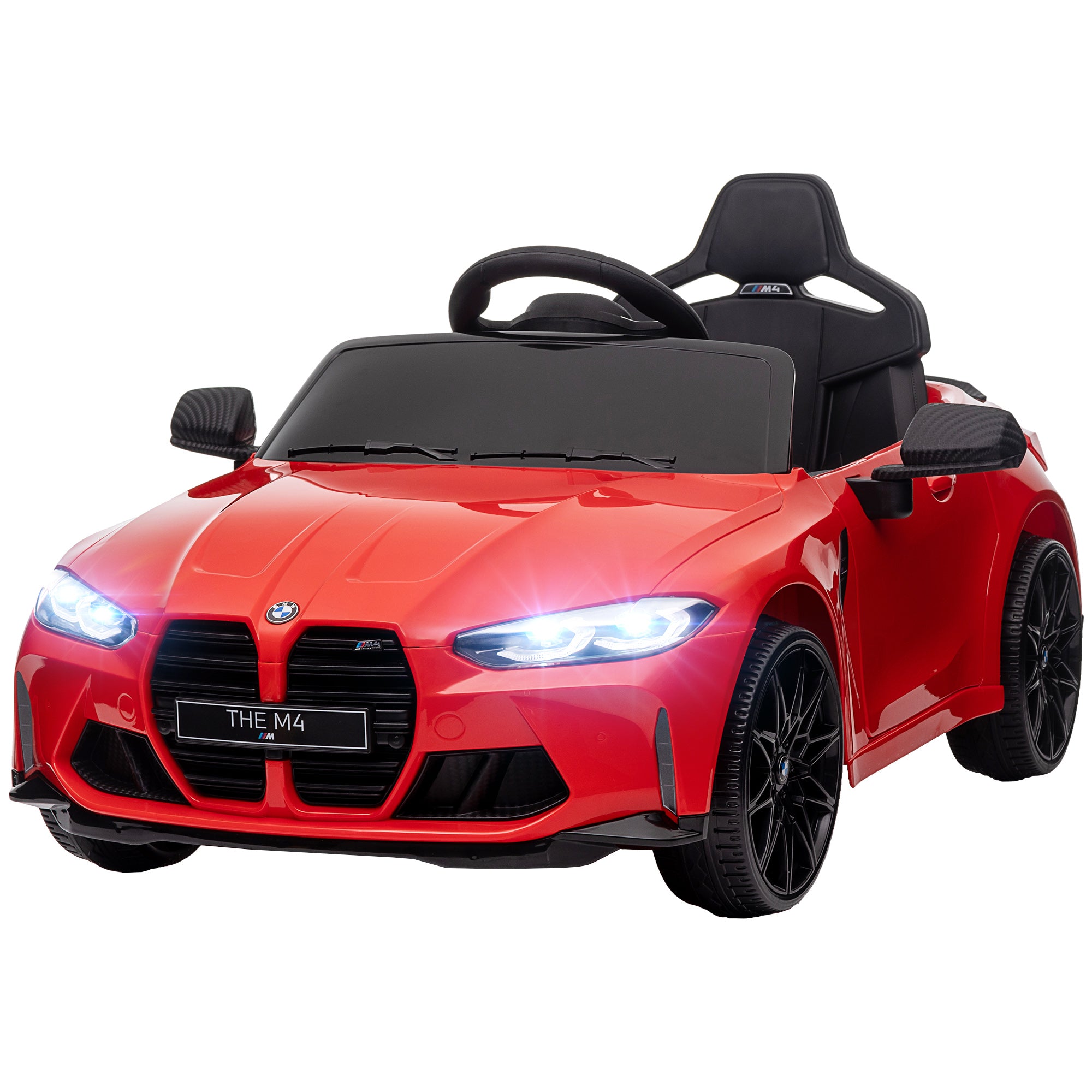 Kids Electric Car 12V Child Vehicle with 2.4G Remote Control, Suspension, Soft Start, Electric Toy with MP3, USB, LED Lights, Horn, 3-5 km/h, for Kids 3-5 Years, Red