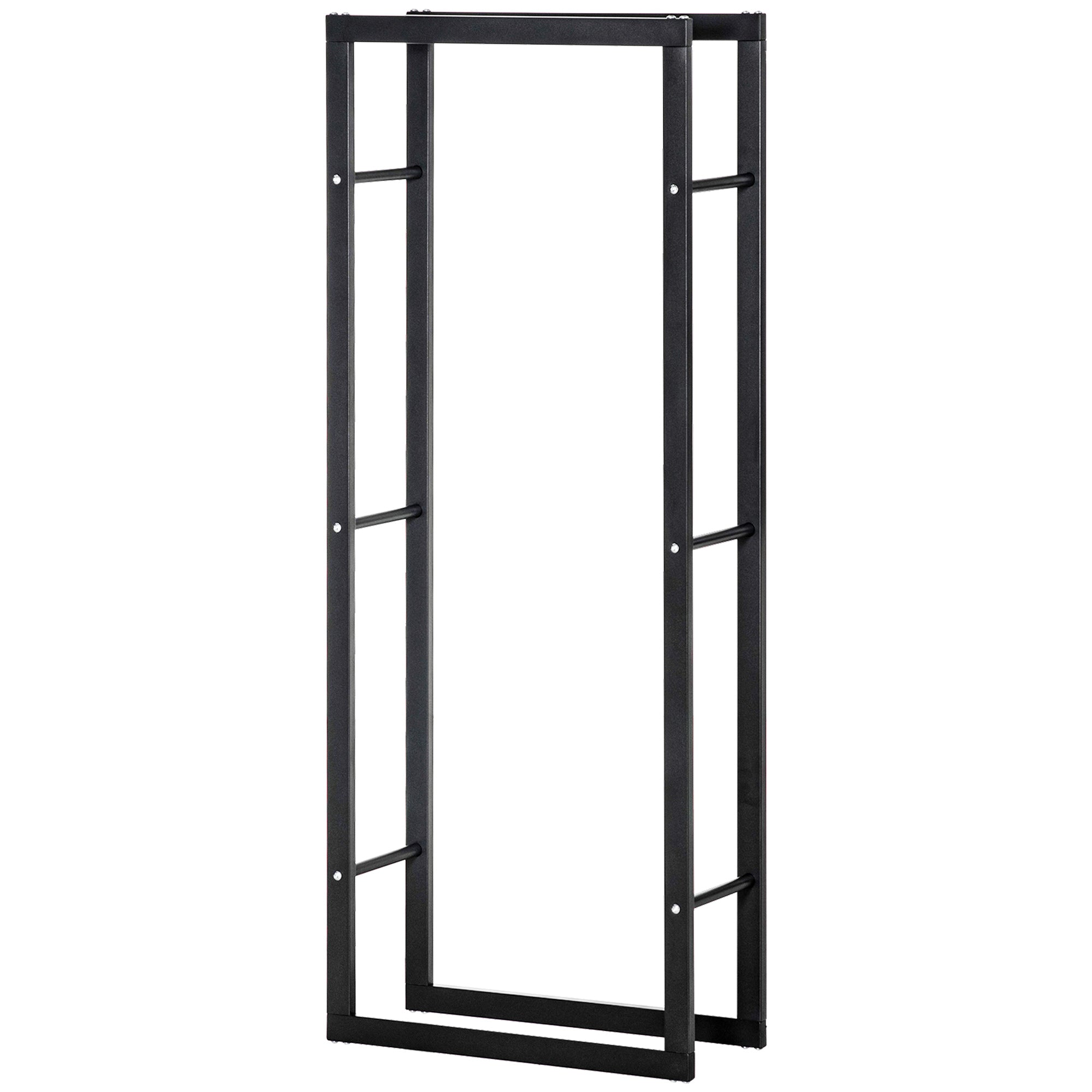 Firewood Rack Metal 60 x 25 x 150 cm Log Rack Stack Aid Steel Frame up to 100kg Fireplace Stand Outdoor Wood Rack Firewood Rack for Garden Terrace Outside Black