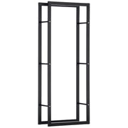Firewood Rack Metal 60 x 25 x 150 cm Log Rack Stack Aid Steel Frame up to 100kg Fireplace Stand Outdoor Wood Rack Firewood Rack for Garden Terrace Outside Black