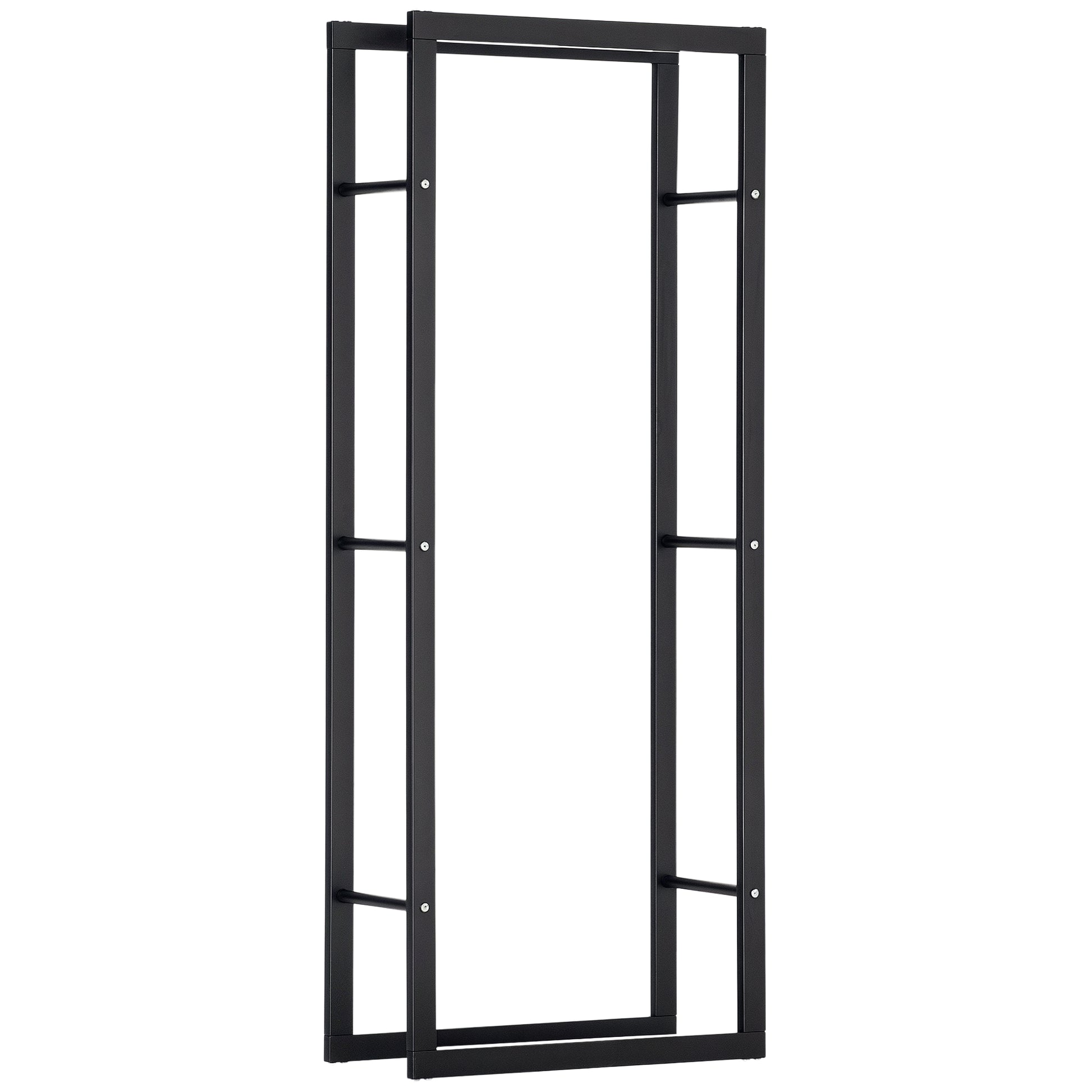 Firewood Rack Metal 60 x 25 x 150 cm Log Rack Stack Aid Steel Frame up to 100kg Fireplace Stand Outdoor Wood Rack Firewood Rack for Garden Terrace Outside Black