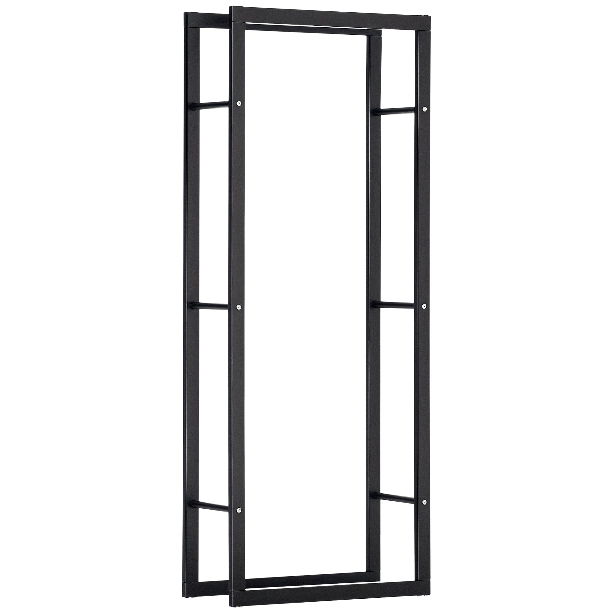 Firewood Rack Metal 60 x 25 x 150 cm Log Rack Stack Aid Steel Frame up to 100kg Fireplace Stand Outdoor Wood Rack Firewood Rack for Garden Terrace Outside Black