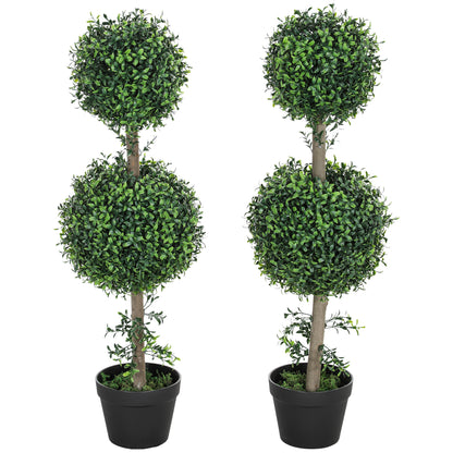 Artificial Boxwood 2-Piece Set Large 91.6 cm Artificial Plants in Pot, Artificial Plant, Boxwood Realistic Artificial Tree with UV Protection for Living Room Garden Balcony