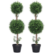 Artificial Boxwood 2-Piece Set Large 91.6 cm Artificial Plants in Pot, Artificial Plant, Boxwood Realistic Artificial Tree with UV Protection for Living Room Garden Balcony