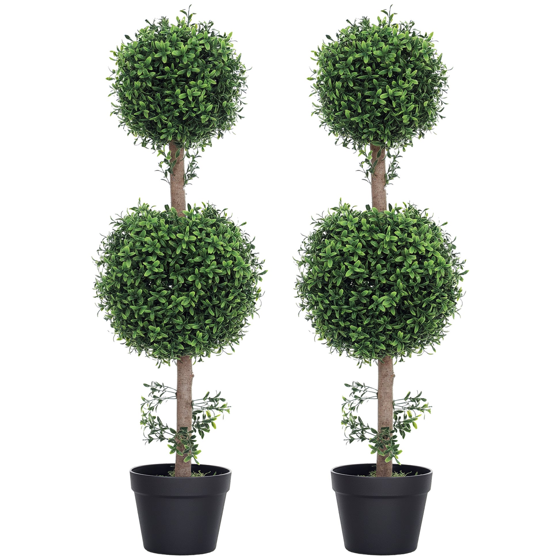 Artificial Boxwood 2-Piece Set Large 91.6 cm Artificial Plants in Pot, Artificial Plant, Boxwood Realistic Artificial Tree with UV Protection for Living Room Garden Balcony