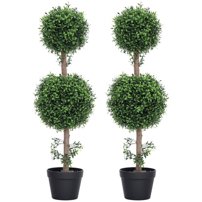 Artificial Boxwood 2-Piece Set Large 91.6 cm Artificial Plants in Pot, Artificial Plant, Boxwood Realistic Artificial Tree with UV Protection for Living Room Garden Balcony