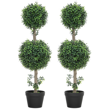 Artificial Boxwood 2-Piece Set Large 91.6 cm Artificial Plants in Pot, Artificial Plant, Boxwood Realistic Artificial Tree with UV Protection for Living Room Garden Balcony