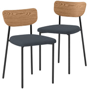 Dining Chairs 2-Piece Set Kitchen Chair with Backrest, Linen Look, Armless Chairs, Upholstered Chair with Steel Legs, Living Room Chair for Dining Table, Gray