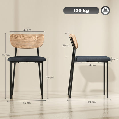 Dining Chairs 2-Piece Set Kitchen Chair with Backrest, Linen Look, Armless Chairs, Upholstered Chair with Steel Legs, Living Room Chair for Dining Table, Gray