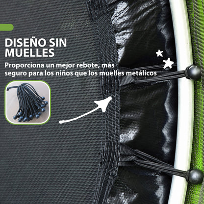 Kids Trampoline Ø140x190 cm Children's Trampoline for 3-6 Years Old with Safety Net 45 kg Load Indoor Green