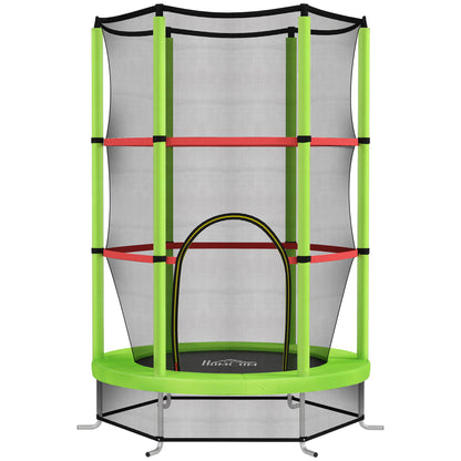 Kids Trampoline Ø140x190 cm Children's Trampoline for 3-6 Years Old with Safety Net 45 kg Load Indoor Green