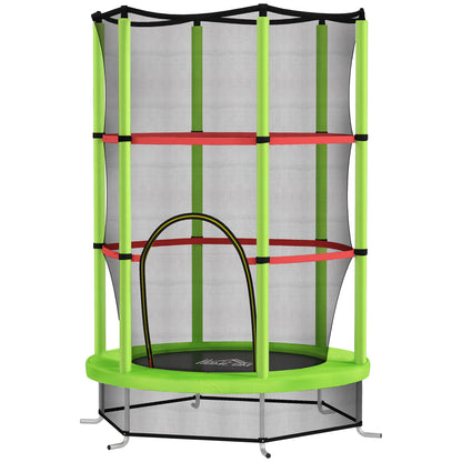 Kids Trampoline Ø140x190 cm Children's Trampoline for 3-6 Years Old with Safety Net 45 kg Load Indoor Green