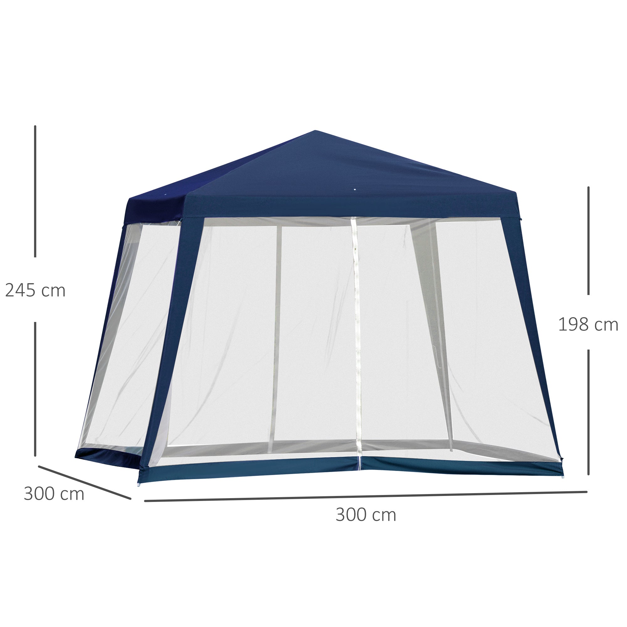 Garden Pavilion Gazebo Party Tent Weatherproof Tent with Mosquito Net Metal + Polyester Blue 3 x 3 m