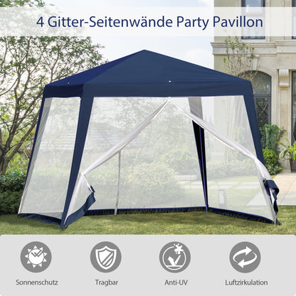 Garden Pavilion Gazebo Party Tent Weatherproof Tent with Mosquito Net Metal + Polyester Blue 3 x 3 m