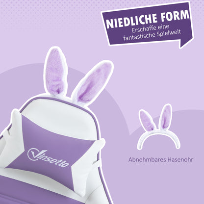 Gaming Chair Ergonomic Gamer Chair with Lumbar Support, Footrest, Gaming Seat with Rabbit Ears, Headrest, Office Chair with Adjustable Backrest Reclining Function Purple