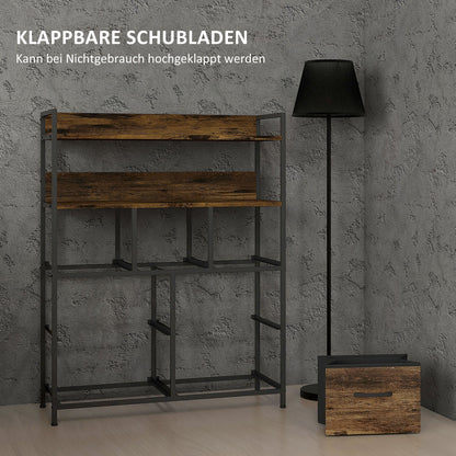 Fabric Drawer Storage Cabinet with 7 Drawers, Shelving Unit with Steel Frame Storage Cabinet for Bedroom, Living Room Rustic Brown