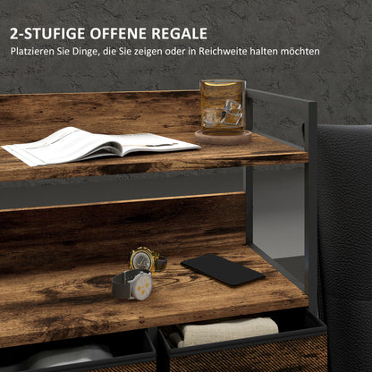 Fabric Drawer Storage Cabinet with 7 Drawers, Shelving Unit with Steel Frame Storage Cabinet for Bedroom, Living Room Rustic Brown