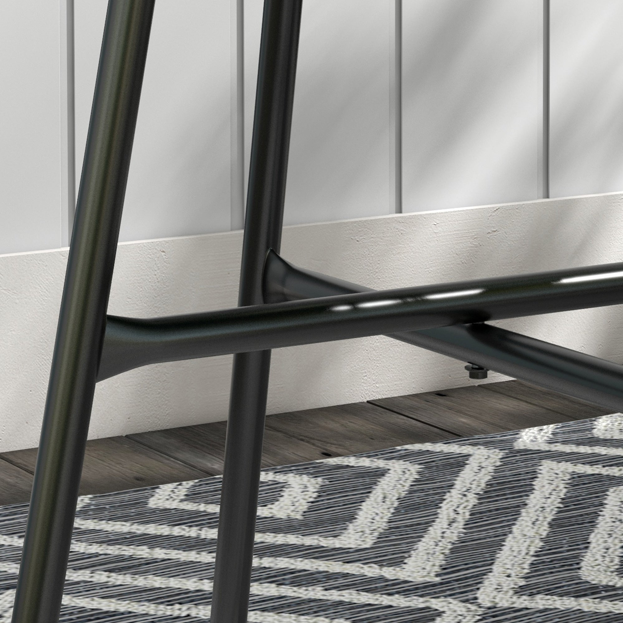 Round Garden Coffee Table in Resin Rattan Look Metal and Tempered Glass Top Ø 50 x 50 cm Blue