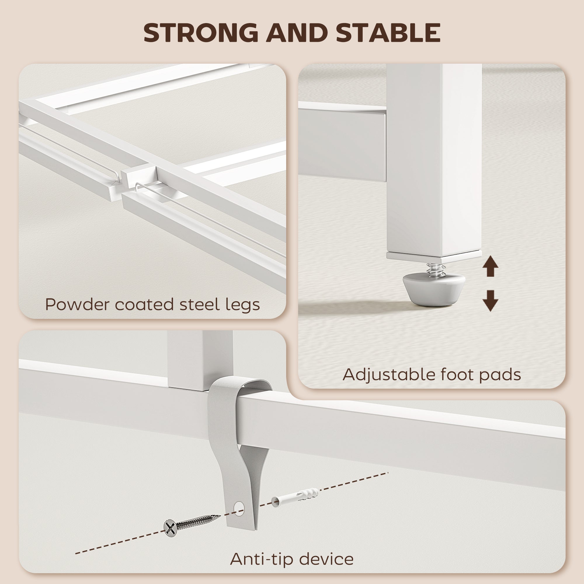Folding Computer Desk with Monitor Riser, Steel Frame, 39.4 x 18.9 x 34.4 in (100 x 48 x 87.5 cm), White
