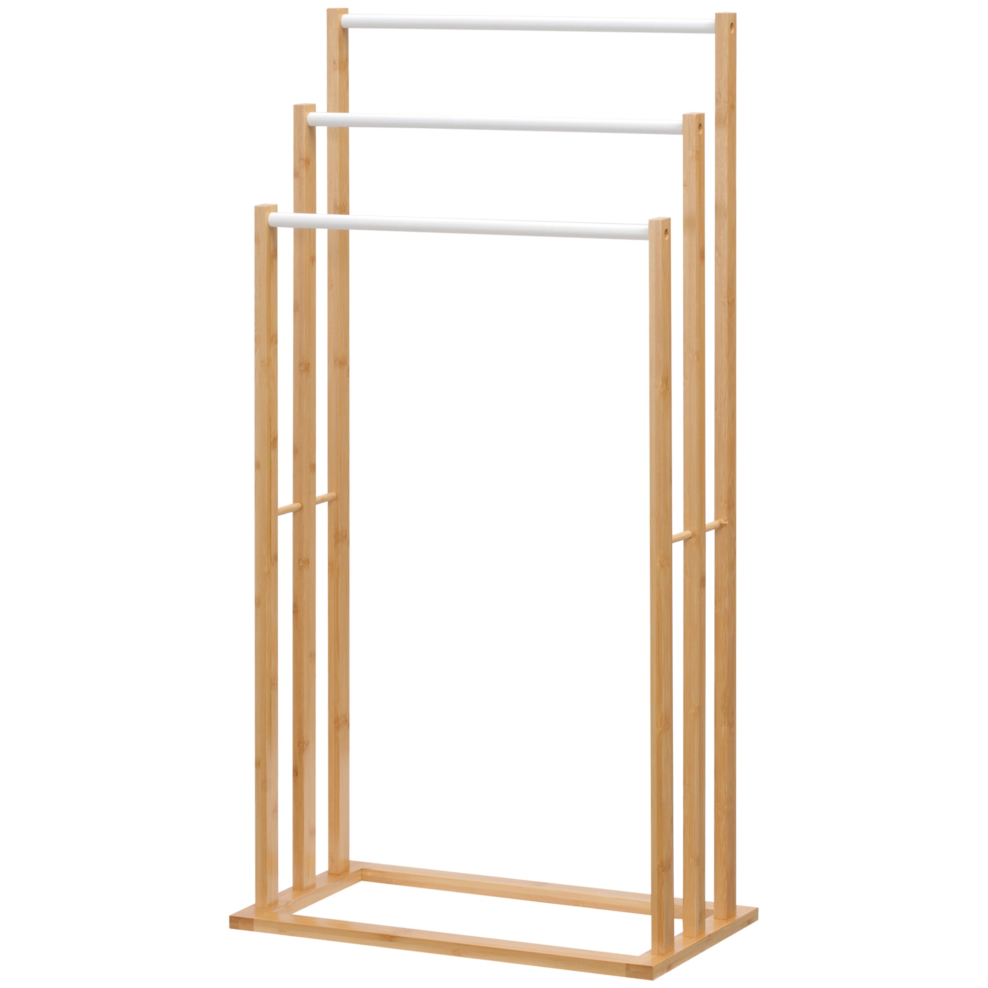Freestanding Towel Rack with 3 Bars Towel Stand made of Bamboo Bathroom Towel Holder for Bathrooms, Towels, Bath Towels 48 x 25.8 x 94 cm
