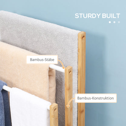 Freestanding Towel Rack with 3 Bars Towel Stand made of Bamboo Bathroom Towel Holder for Bathrooms, Towels, Bath Towels 48 x 25.8 x 94 cm