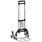 Folding Stair Climber with 6 Wheels, Transport Cart incl. Fastening Strap, Automatic Folding Function, max. 70 kg Load Capacity, for Moving & Heavy Items, Silver